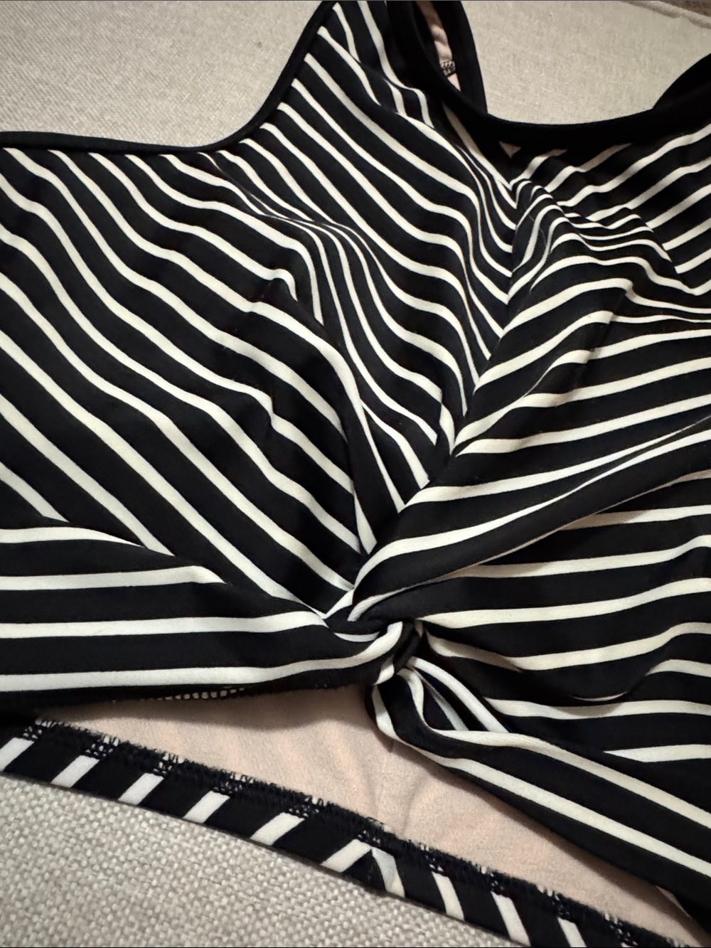 EUC Kona Sol Halter Style Swim Top-Sz S-Biack n White Stripes - Picture 3 of 9